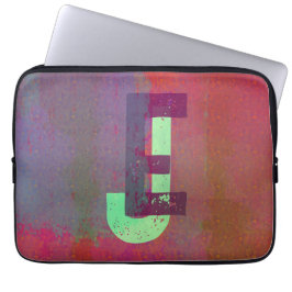 Monogram Initials Grunge Funky Purple Green Art Laptopschutzhülle