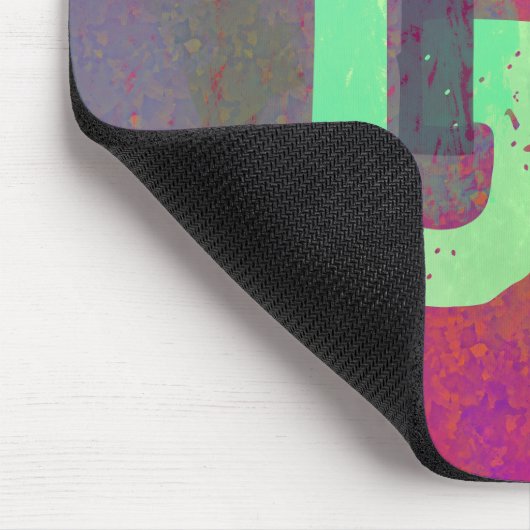 Monogram Initials Grunge Funky Purple Green Art Mousepad (Ecke)