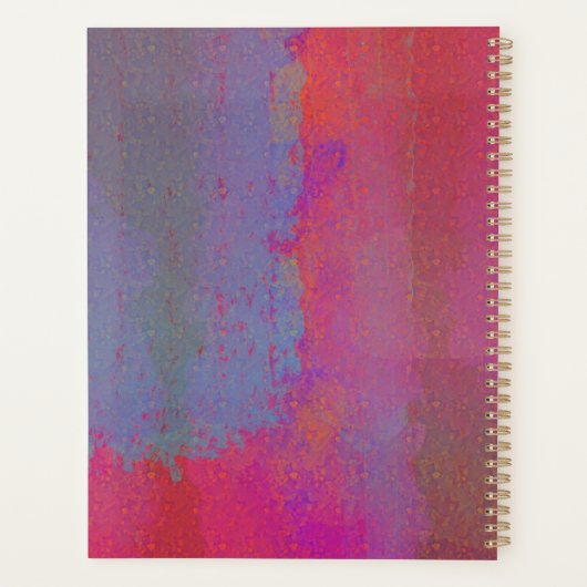 Monogram Initials Grunge Funky Purple Green Art Planer (Rückseite)