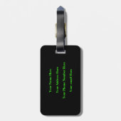 Monogram Initials Herringbone Pattern Neon Green Gepäckanhänger (Rückseite vertikal)