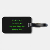 Monogram Initials Herringbone Pattern Neon Green Gepäckanhänger (Rückseite horizontal)