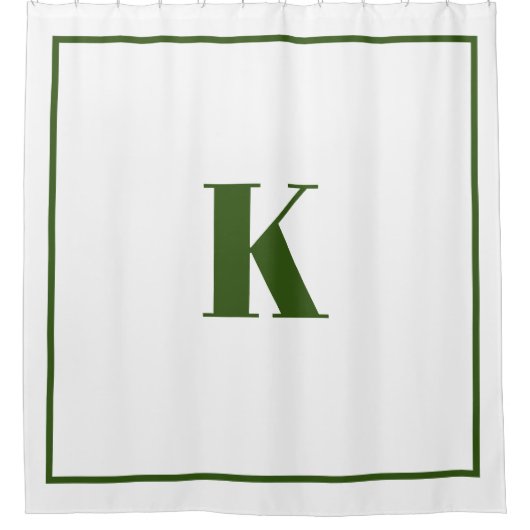 Monogram Initials Individuelle Name Forest Green Duschvorhang (Vorderseite)
