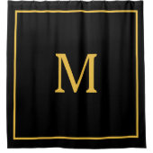 Monogram Initials Individuelle Name Gold Black Ele Duschvorhang (Vorderseite)