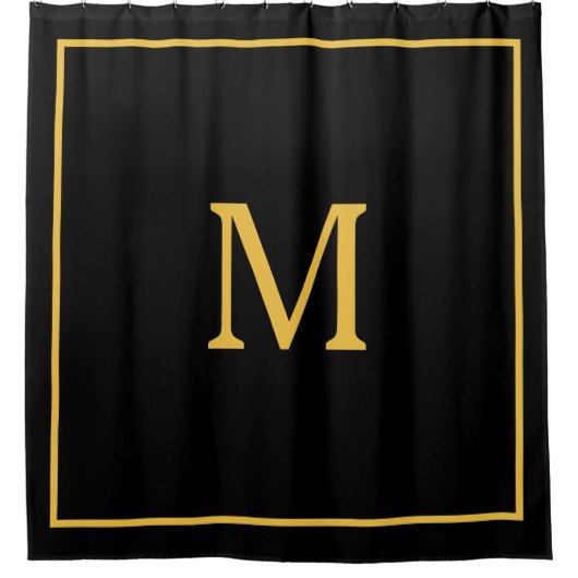 Monogram Initials Individuelle Name Gold Black Ele Duschvorhang (Vorderseite)