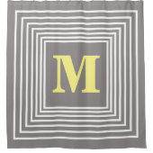 Monogram Initials Individuelle Name Grau-Gelb Duschvorhang (Vorderseite)