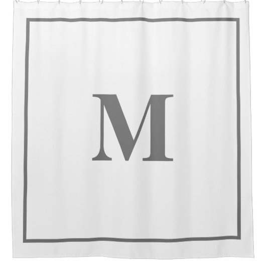 Monogram Initials Individuelle Name Grau Weiß Cool Duschvorhang (Vorderseite)