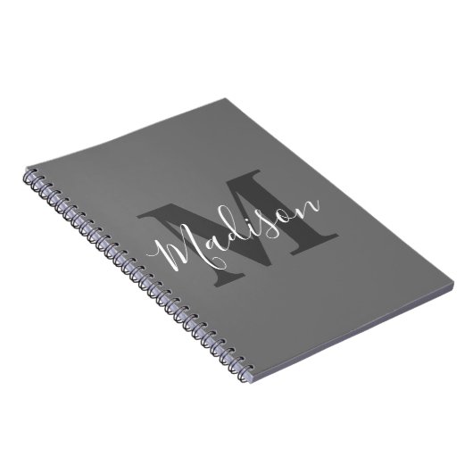 Monogram Initials Individuelle Name Grau Weiß Cool Notizblock (Rechte Seite)