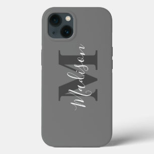 Monogram Initials Individuelle Name Grau-Weiß-Gesc Case-Mate iPhone Hülle