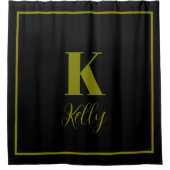 Monogram Initials Individuelle Name Olive Green Bl Duschvorhang (Vorderseite)