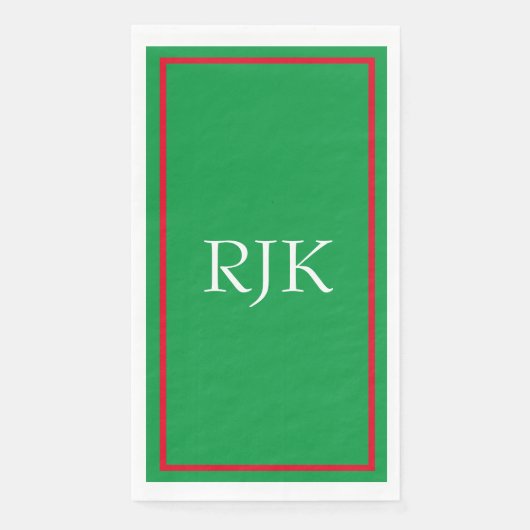 Monogram Initials Individuelle Name Red Green 2023 Serviette (Vorderseite)