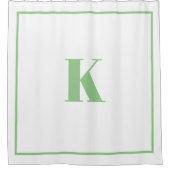 Monogram Initials Individuelle Name Sage Green Whi Duschvorhang (Vorderseite)