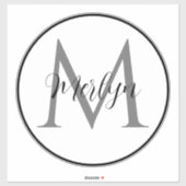 Monogram Initials Individuelle Name Schwarz-weiß C Aufkleber (Blatt)