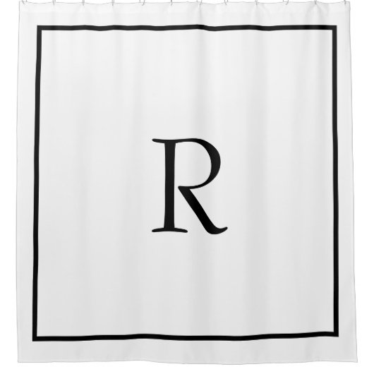 Monogram Initials Individuelle Name Schwarz-weiß E Duschvorhang (Vorderseite)