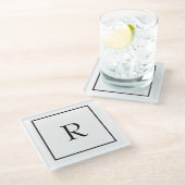 Monogram Initials Individuelle Name Schwarz-weiß T Glasuntersetzer (Schrägansicht)