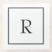 Monogram Initials Individuelle Name Schwarz-weiß T Glasuntersetzer (Vorderseite)