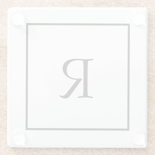 Monogram Initials Individuelle Name Schwarz-weiß T Glasuntersetzer (Rückseite)