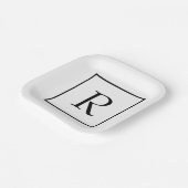 Monogram Initials Individuelle Name Schwarz-weiß T Pappteller (Gewinkelt)