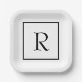 Monogram Initials Individuelle Name Schwarz-weiß T Pappteller (Vorderseite)