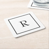 Monogram Initials Individuelle Name Schwarz-weiß T Rechteckiger Pappuntersetzer (angewinkelt)