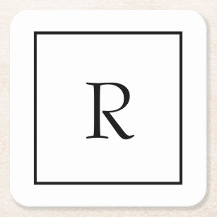 Monogram Initials Individuelle Name Schwarz-weiß T Rechteckiger Pappuntersetzer
