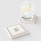 Monogram Initials Individuelle Name Schwarz-weiß T Steinuntersetzer (Seitenansicht)