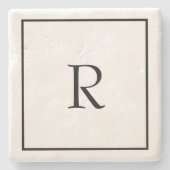 Monogram Initials Individuelle Name Schwarz-weiß T Steinuntersetzer (Vorderseite)