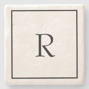 Monogram Initials Individuelle Name Schwarz-weiß T Steinuntersetzer