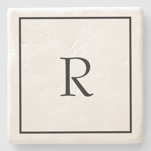 Monogram Initials Individuelle Name Schwarz-weiß T Steinuntersetzer (Vorderseite)