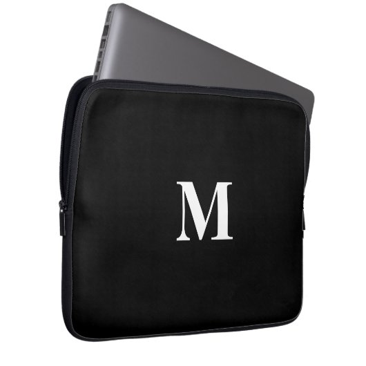 Monogram Initials Individuelle Name Schwarz-weiße  Laptopschutzhülle (Vorne Rechts)