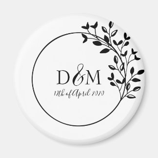 Monogram Initials Laurel Branch Wedellogo Magnet