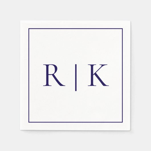 Monogram Initials Letters Deep Navy Blue Wedding Serviette (Vorderseite)