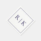 Monogram Initials Letters Deep Navy Blue Wedding Serviette (Ecke)