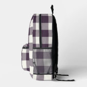 Monogram Initials Lila Gingham Buffalo Karo Bedruckter Rucksack (Rechts)
