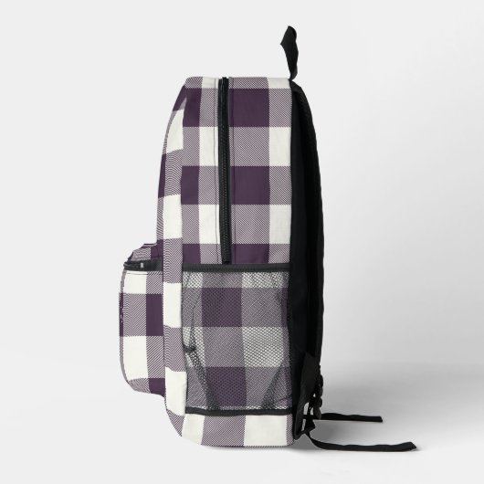Monogram Initials Lila Gingham Buffalo Karo Bedruckter Rucksack (Rechts)