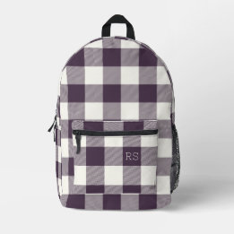 Monogram Initials Lila Gingham Buffalo Karo Bedruckter Rucksack