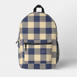 Monogram Initials Lila Gingham Buffalo Karo Bedruckter Rucksack