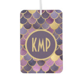 Monogram Initials Lila Gold Mermaid Scales Autolufterfrischer (Vorderseite)