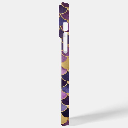 Monogram Initials Lila Gold Mermaid Scales Case-Mate iPhone Hülle (Rückseite / Links)