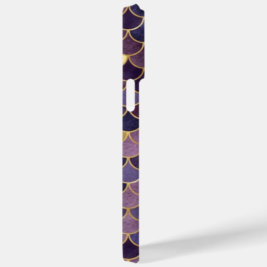 Monogram Initials Lila Gold Mermaid Scales Case-Mate iPhone Hülle (Rückseite / Rechts)