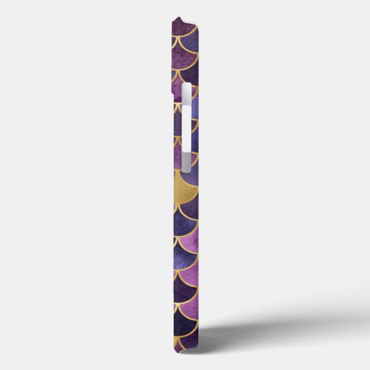 Monogram Initials Lila Gold Mermaid Scales Case-Mate iPhone Hülle (Rückseite / Links)