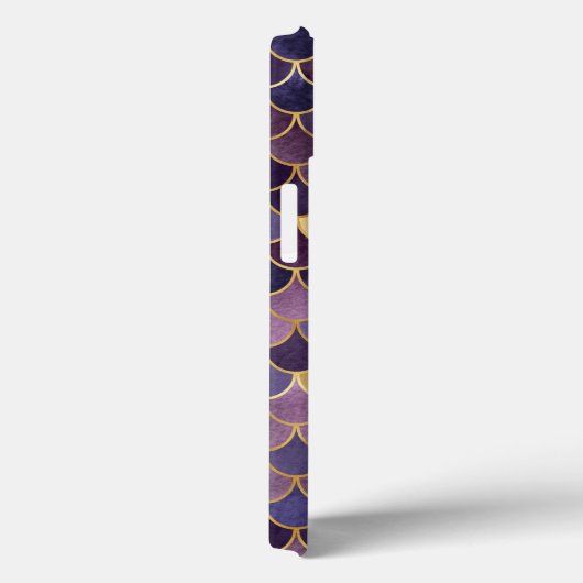 Monogram Initials Lila Gold Mermaid Scales Case-Mate iPhone Hülle (Rückseite / Rechts)