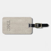 Monogram Initials Linen Fabric Travel Classic Gepäckanhänger (Vorderseite horizontal)