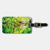 MONOGRAM INITIALS LUSH GREEN FERN FROND KORU FOTO GEPÄCKANHÄNGER (Vorderseite horizontal)