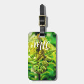 MONOGRAM INITIALS LUSH GREEN FERN FROND KORU FOTO GEPÄCKANHÄNGER (Vorderseite vertikal)