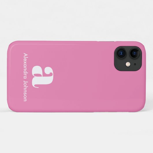 Monogram Initials Minimal Simple Pink Modern Case-Mate iPhone Hülle (Rückseite (Horizontal))