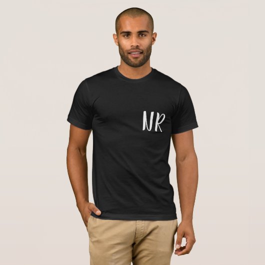Monogram Initials Modern Black Elegant Design T-Shirt (Vorne ganz)