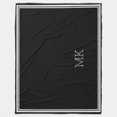 Monogram Initials Modern Minimal Frame Black White Fleecedecke (Vorderseite)