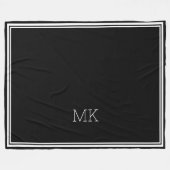 Monogram Initials Modern Minimal Frame Black White Fleecedecke (Vorderseite (Horizontal))