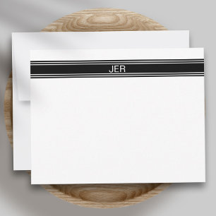 Monogram Initials Modern Sisimple Black & White Mitteilungskarte