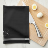 Monogram Initials Moderne Minimallinien Schwarz Geschirrtuch (Viertel Falte)
